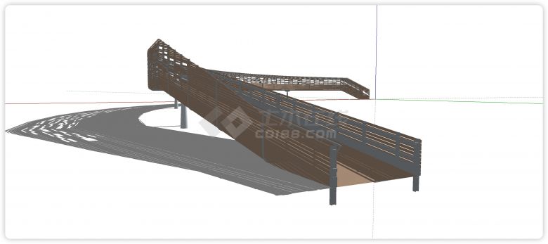 钢结构木块设计景观桥su模型-图二