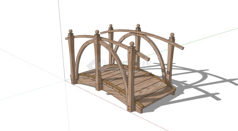 木质弧形高栏杆木桥su模型-图一