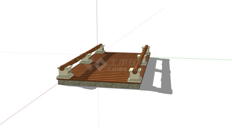 桥体为石头桥面是木板的水平桥su模型-图二