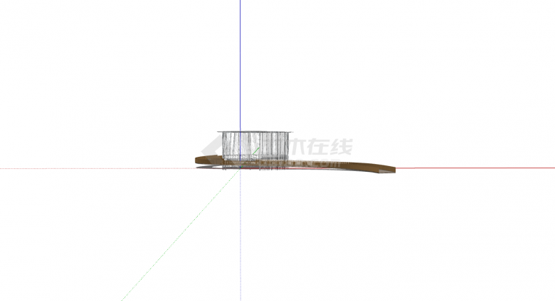 弧形木制简约景观桥su模型-图二