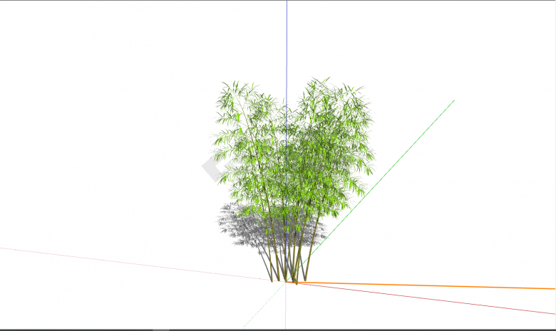 小型绿色简约竹子盆栽su模型-图一