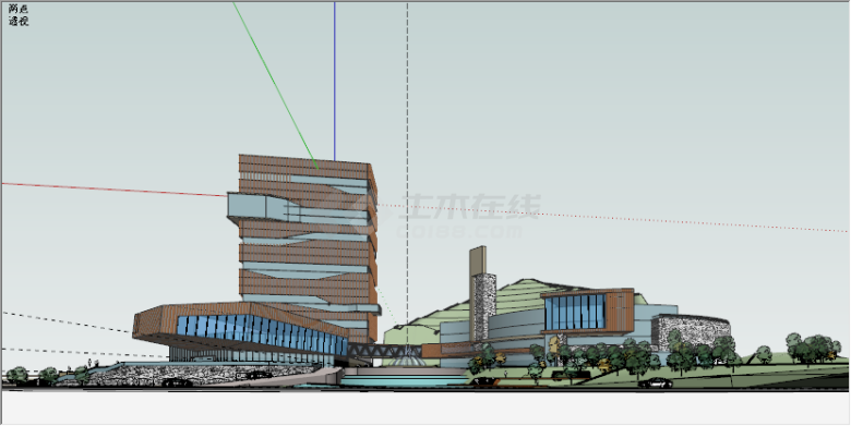 现代商业楼盘城市综合体景观su模型-图二