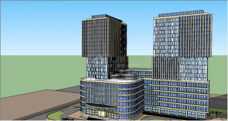 现代异形商业楼城市综合体su模型-图二