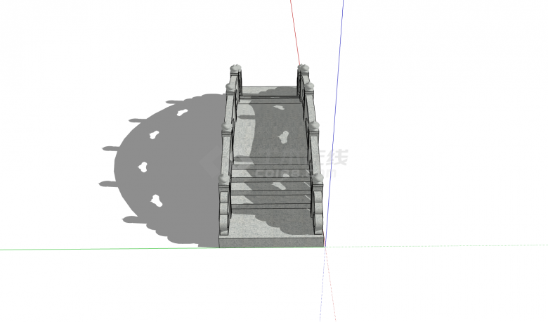 宝塔造型栏杆柱低矮桥洞中式桥su模型-图二