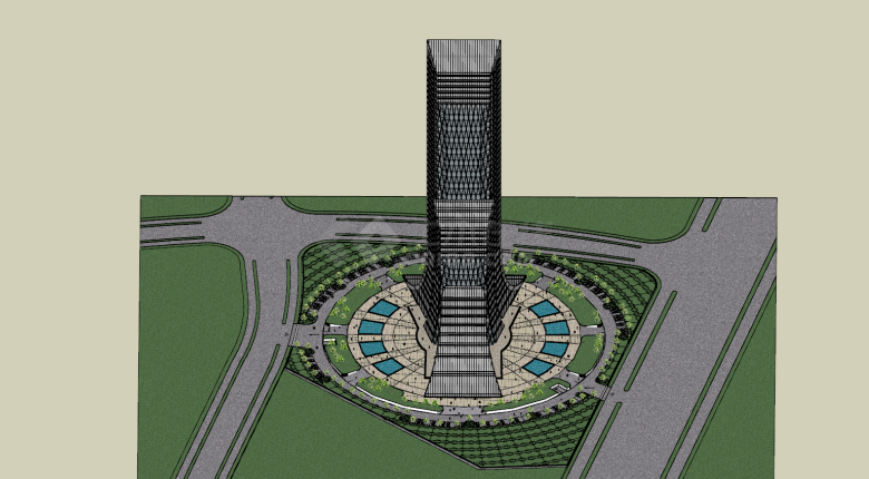 现代超高的商业大楼su模型-图二