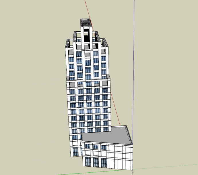 现代中式高层的综合办公楼su模型_图1