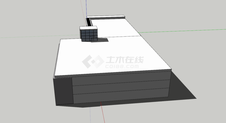 现代三层厂房建筑su模型-图一