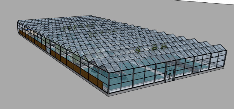 大型玻璃房温室su模型-图一