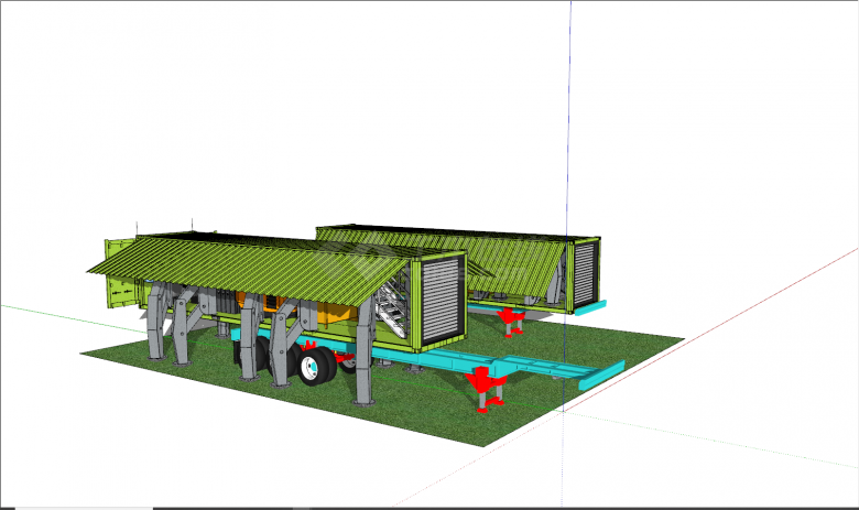 现代绿色可移动集装箱SU模型-图二