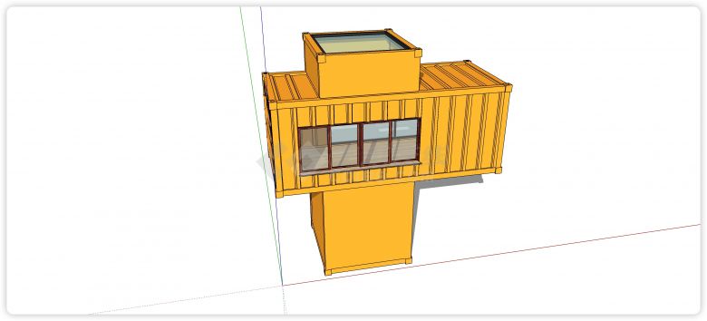 橙黄色元素别墅集装箱SU模型-图二