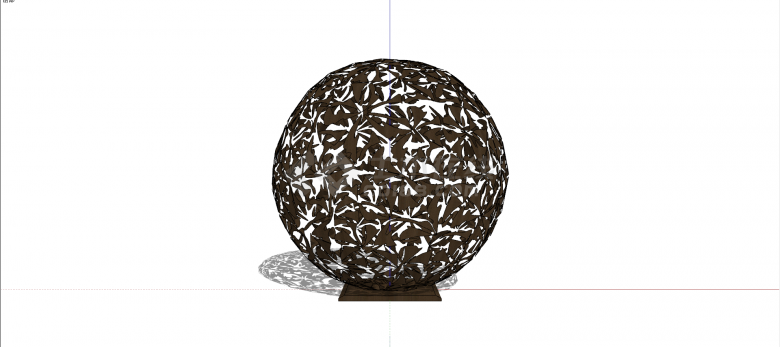 咖啡色球状镂空现代创意雕塑su模型-图一