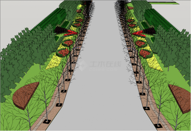 现代化文明建设道路公路su模型-图二