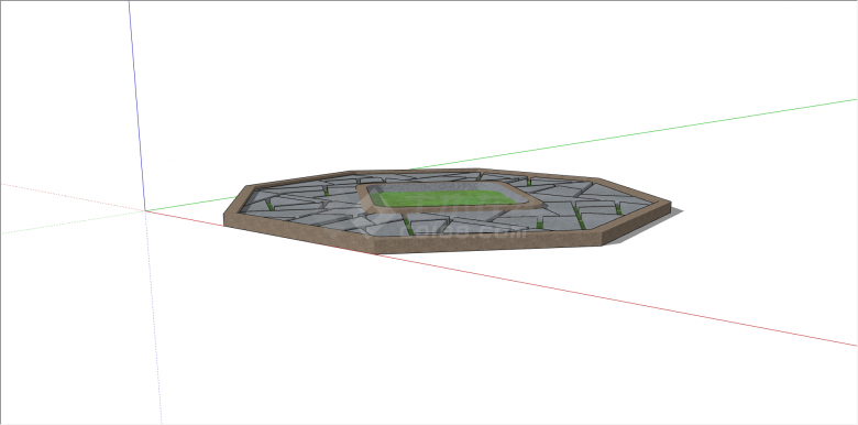 新中式六边形树池su模型-图二