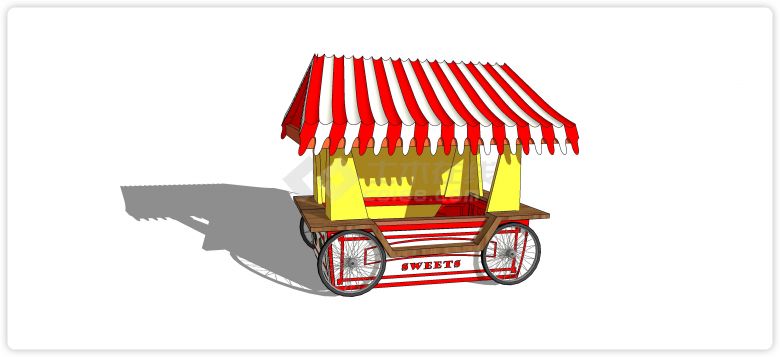 红白黄元素糖果现代售卖亭su模型-图二
