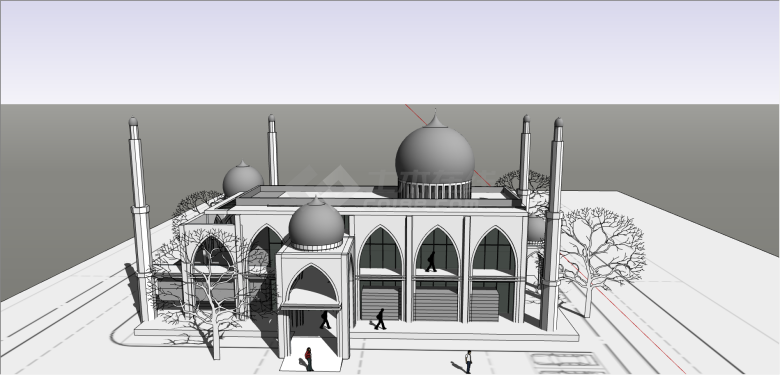 回教的清真寺设计su模型-图二