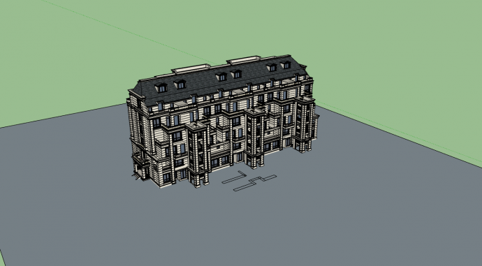 欧洲风格叠拼式住宅su模型_图1