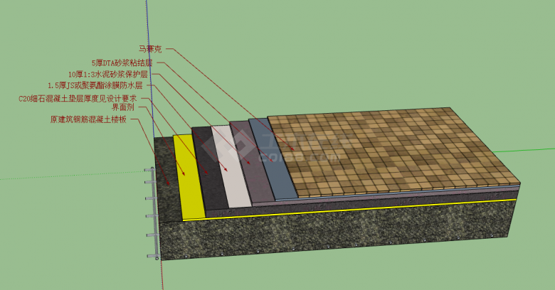 带多层保护剂的地砖su模型-图二
