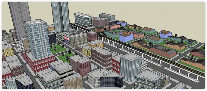 地铁沿线城市规划商业综合体建筑SU模型_图1
