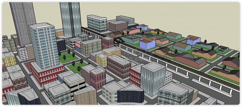 地铁沿线城市规划商业综合体建筑SU模型-图一