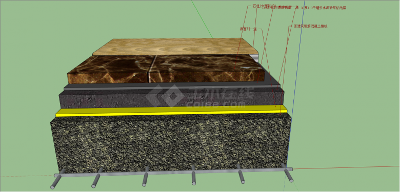 防护石材与地毯组合su模型-图二