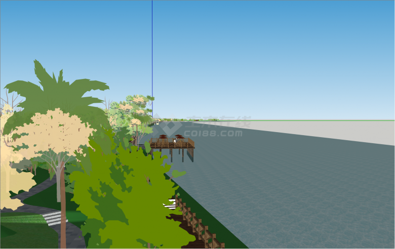 超长现代风格河滨公园su模型-图二