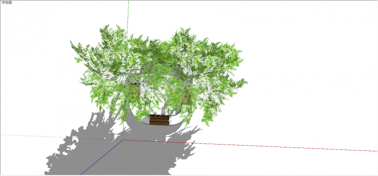 现代围树环形四面木凳su模型-图二