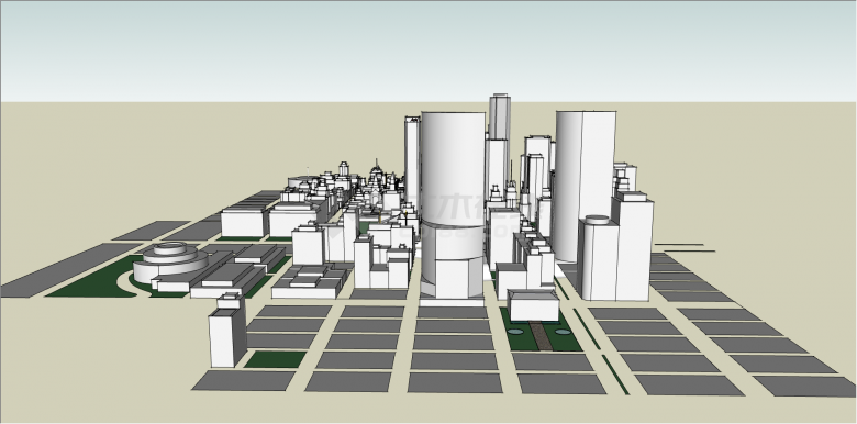 都市现代化建筑设计su模型-图一