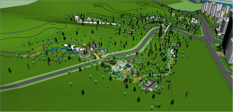 城市规划开发区小区su模型-图二