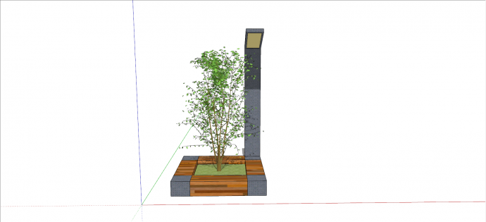 现代创意路灯结合树池坐凳su模型_图1