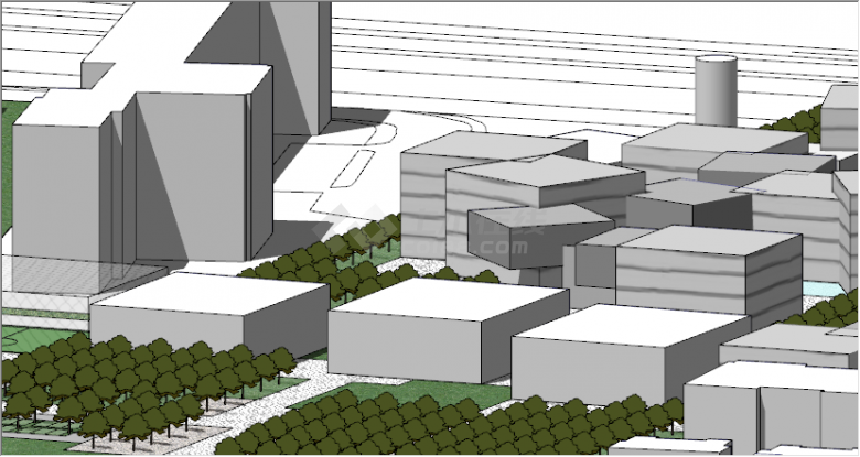 现代城市规划雏形su模型-图二