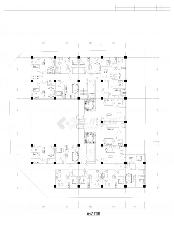 CAD丽锦园高层住宅平面户型图-图二