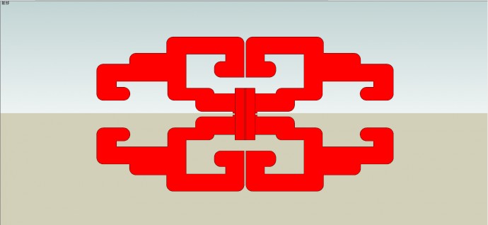 中式红色花格元素构件su模型_图1