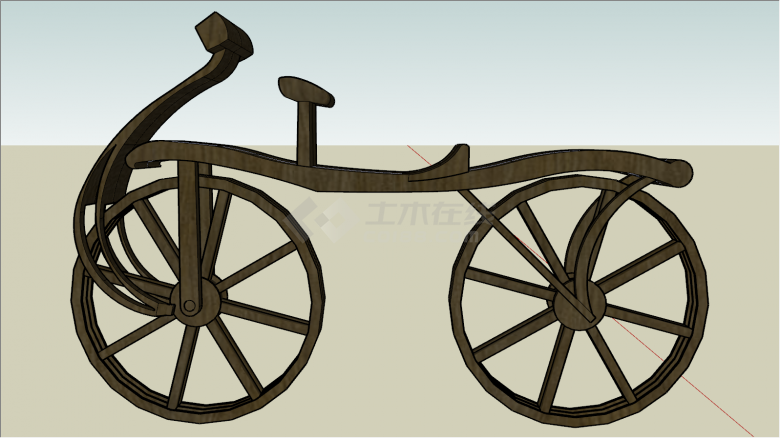 简易自行车木制品su模型-图一