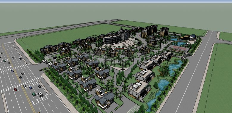 小区水景中心广场规划su模型-图二