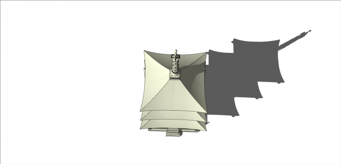 三层四角重檐塔设计su模型_图1