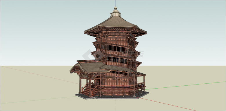 日本木制创意式寺庙su模型-图二