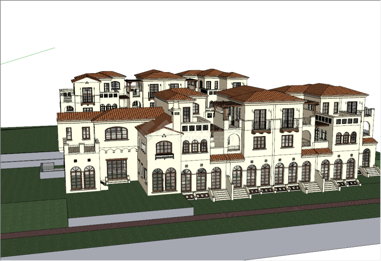 欧式现代风联排别墅住宅建筑su模型-图二