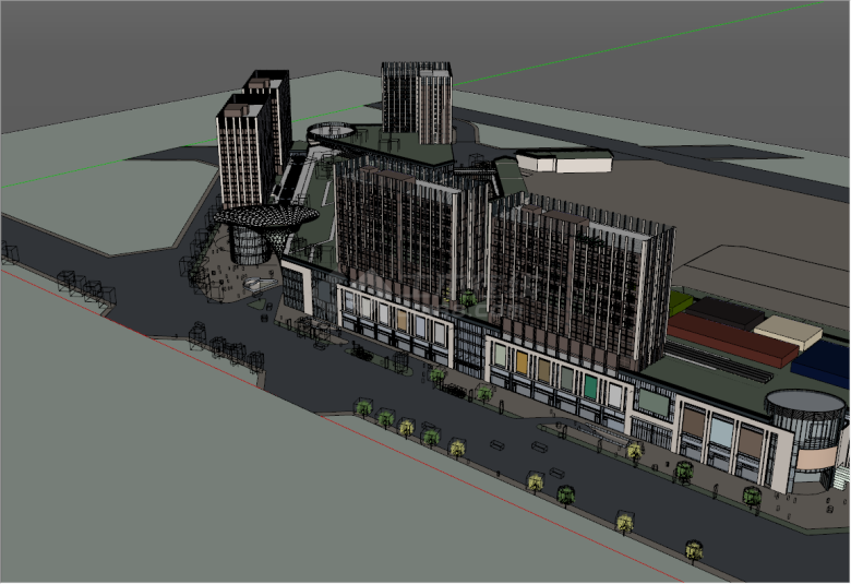 现代大型顶级商业街步行街建筑su模型-图二