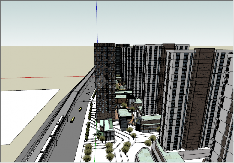 现代风格棕色高层商业建筑su模型-图二