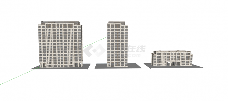 上海某项目驼色系住宅区su模型-图一