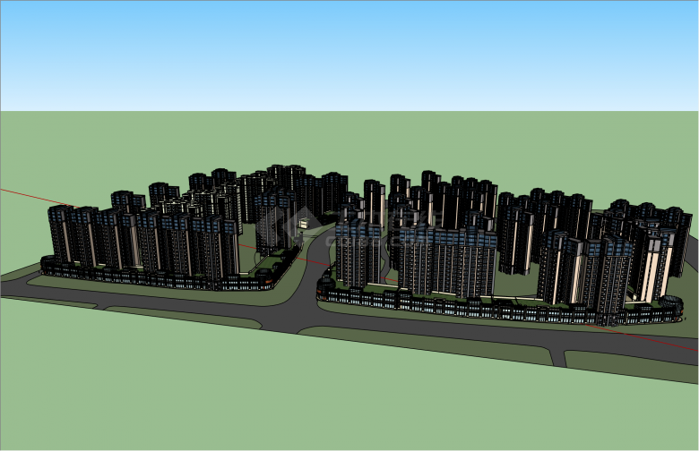 大规模新古典多层居住住宅小区su模型-图二