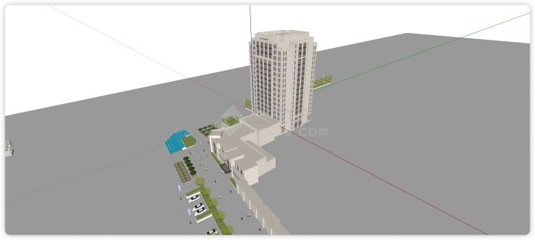 米灰色方形建筑住宅区项目su模型-图二