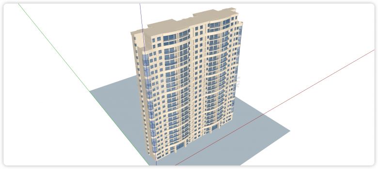 弧形外墙造型住宅区项目su模型-图一