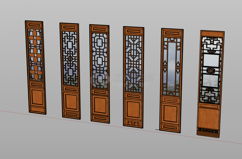 各种中式风格造型门su模型-图一