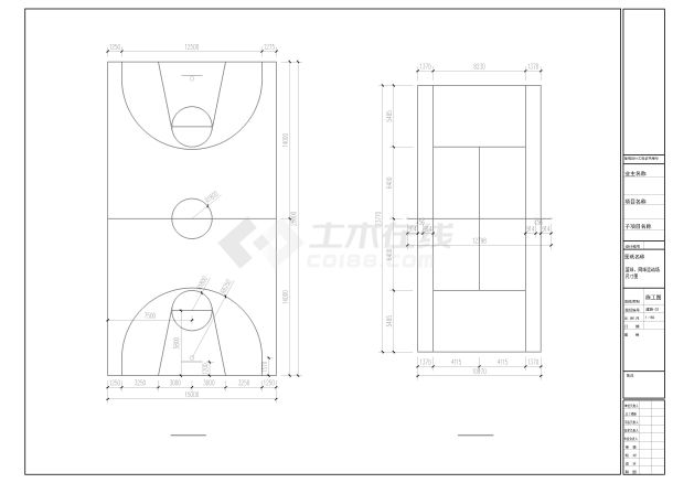 CAD图纸设计标准篮球场网球场施工图CAD-图一