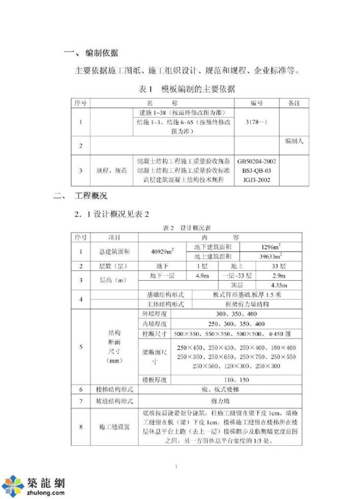 杭州某高层公寓工程模板施工方案_图1