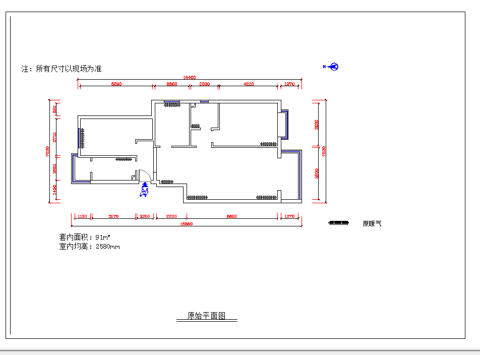 某地三室两厅施工图CAD图纸