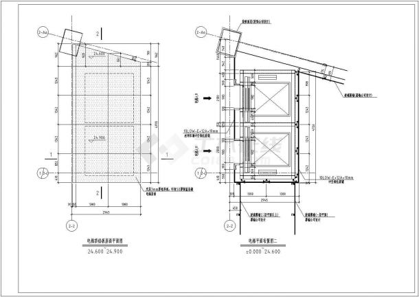 观光电梯钢框架结构施工图(含幕墙结构)-图一