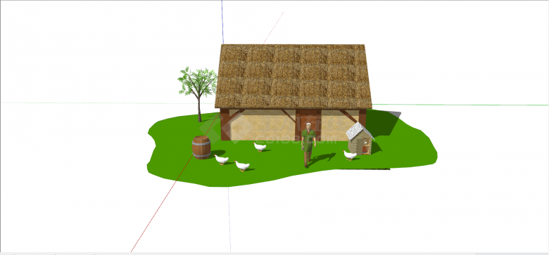 轻型木结构木屋su模型-图二