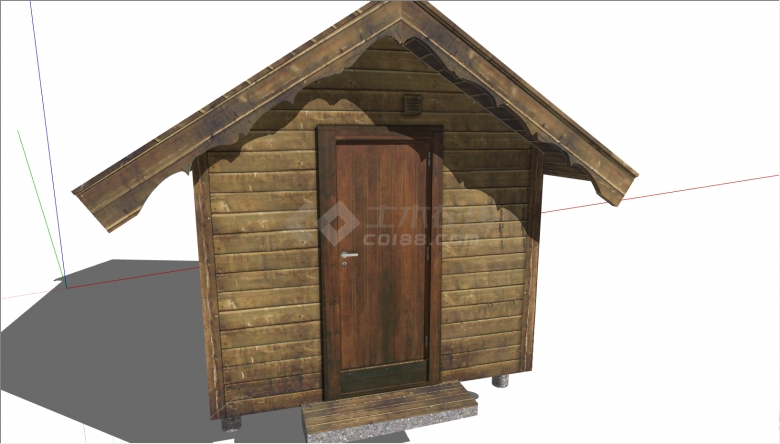 棕色的屋体灰色的顶子的木屋su模型-图二